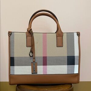 Elegant Brown and Plaid Women's Handbag